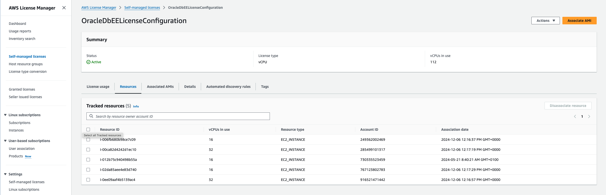 List of EC2 instances